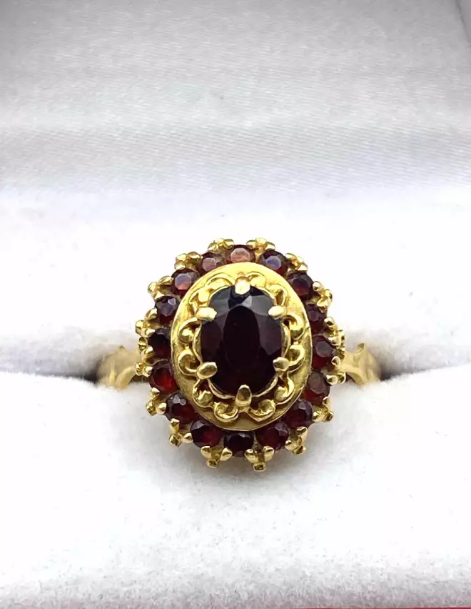 Bague Marguerite Or Jaune & Grenats