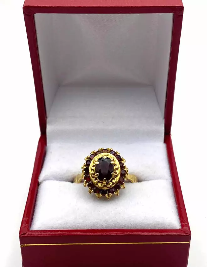 Bague Marguerite Or Jaune & Grenats