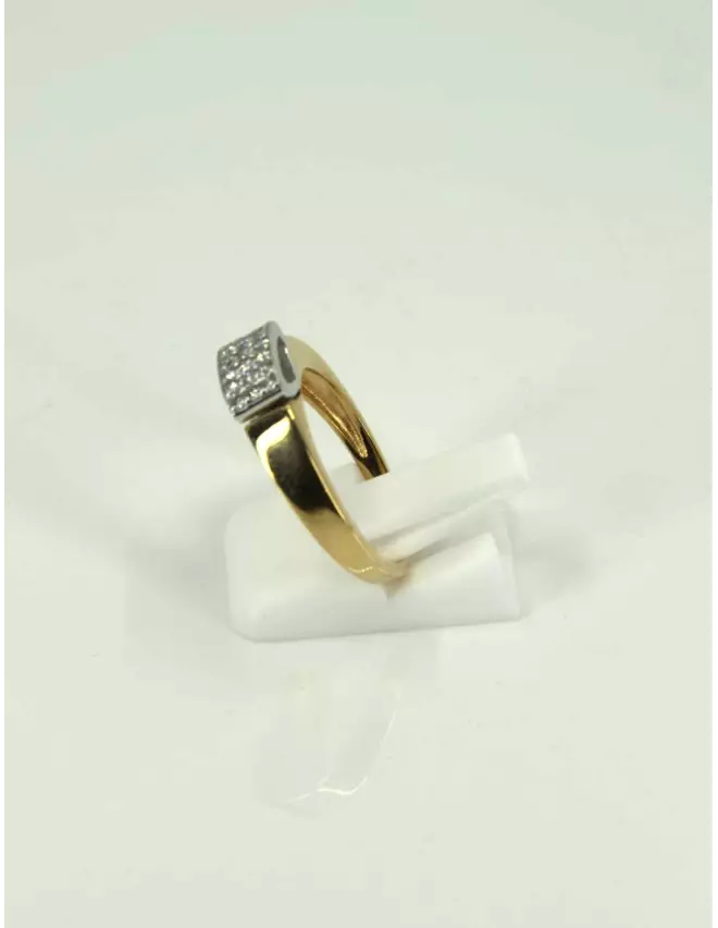 Bague Vintage Or Jaune, Or Blanc Pavée Diamants