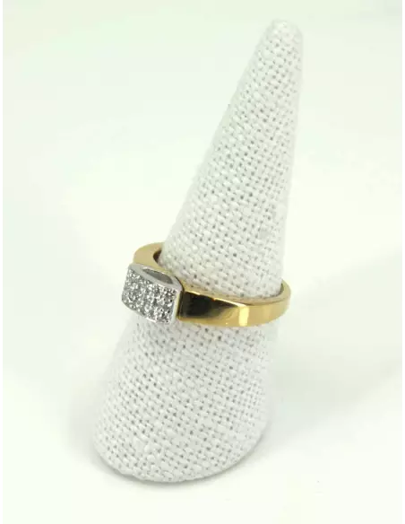 Bague Vintage Or Jaune, Or Blanc Pavée Diamants