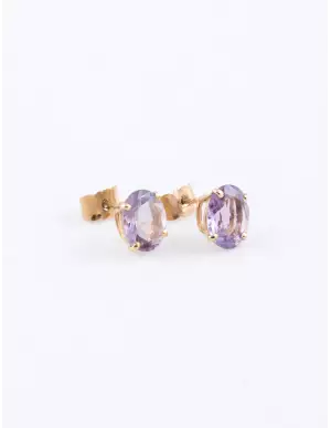 Boucles d'Oreilles Or Jaune & Amethystes 2