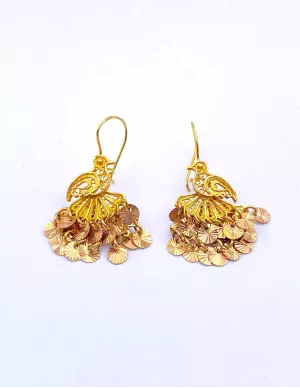 Boucles d' Oreilles Oiseaux à Pendeloques Or Jaune et Rose