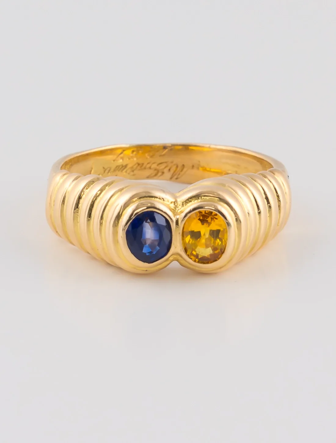 Bague Toi & Moi, Saphir & Citrine Or Jaune