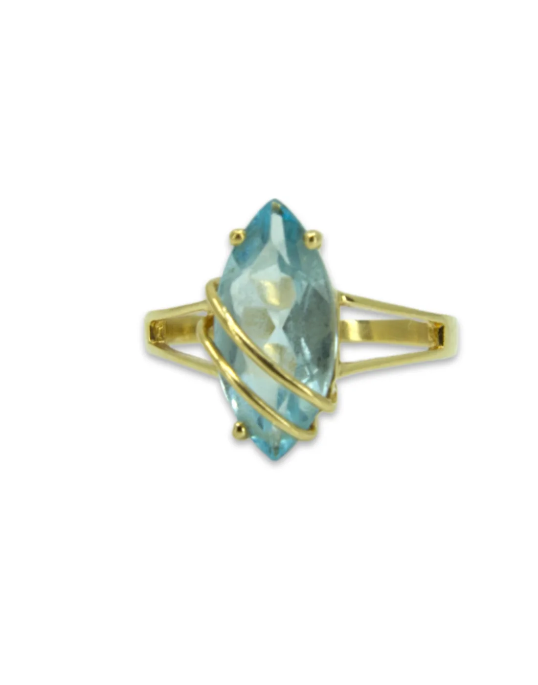 Bague Marquise Or Jaune 18K & Aigue Marine