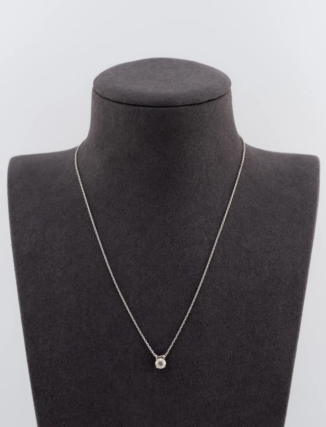 Collier Solitaire Or Blanc