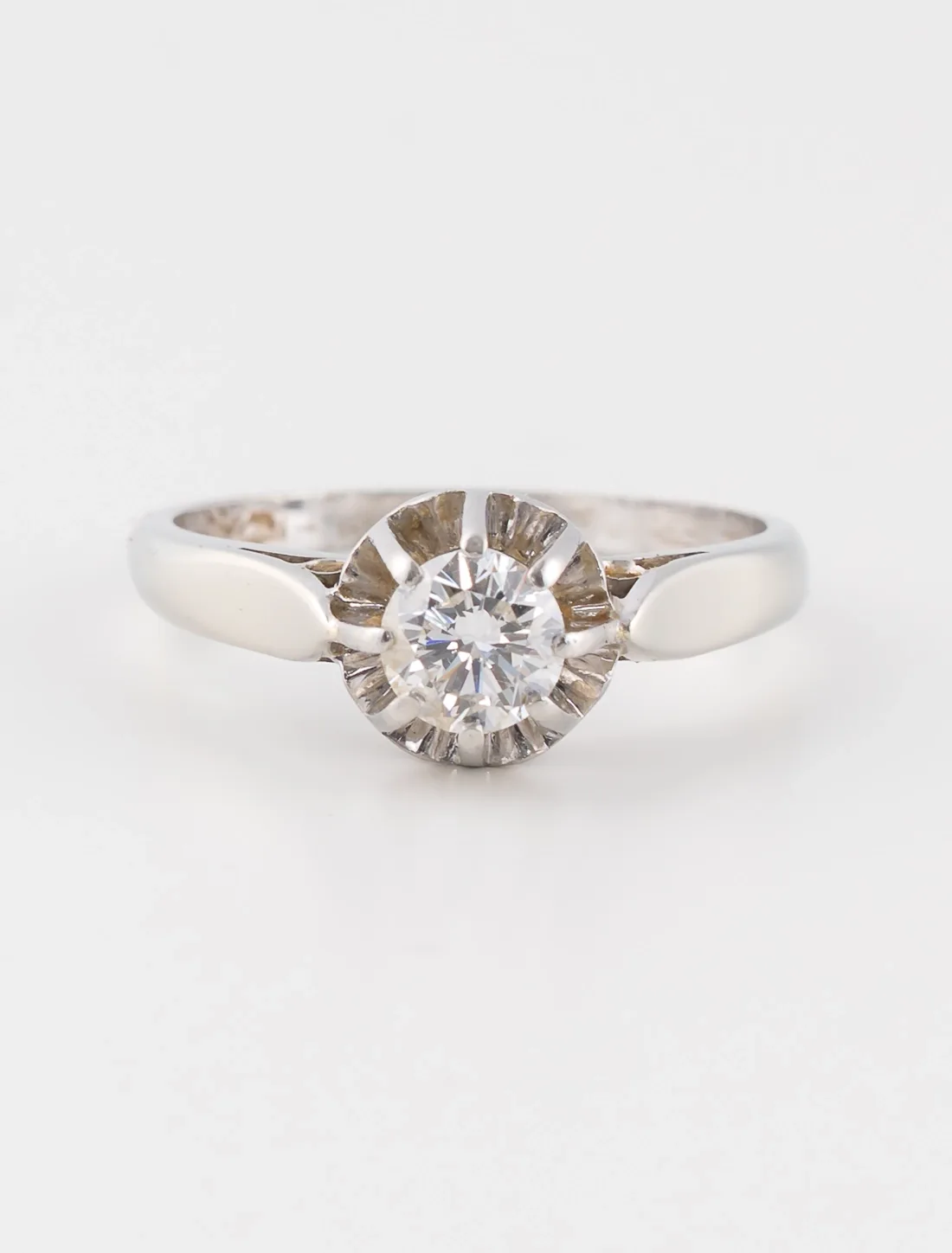 Bague Solitaire Or Blanc & Platine