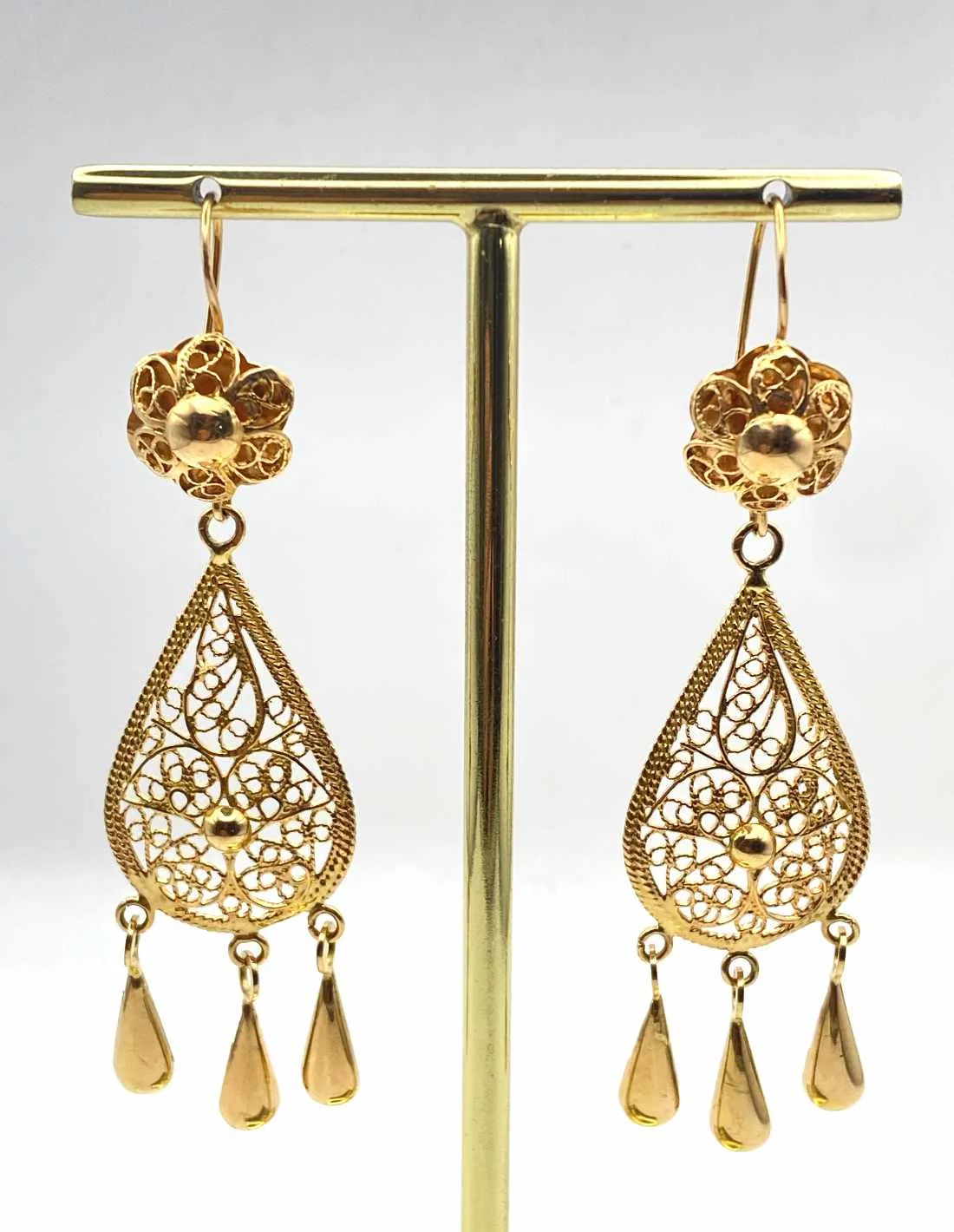 Boucles d'Oreilles Filigrane Or Jaune
