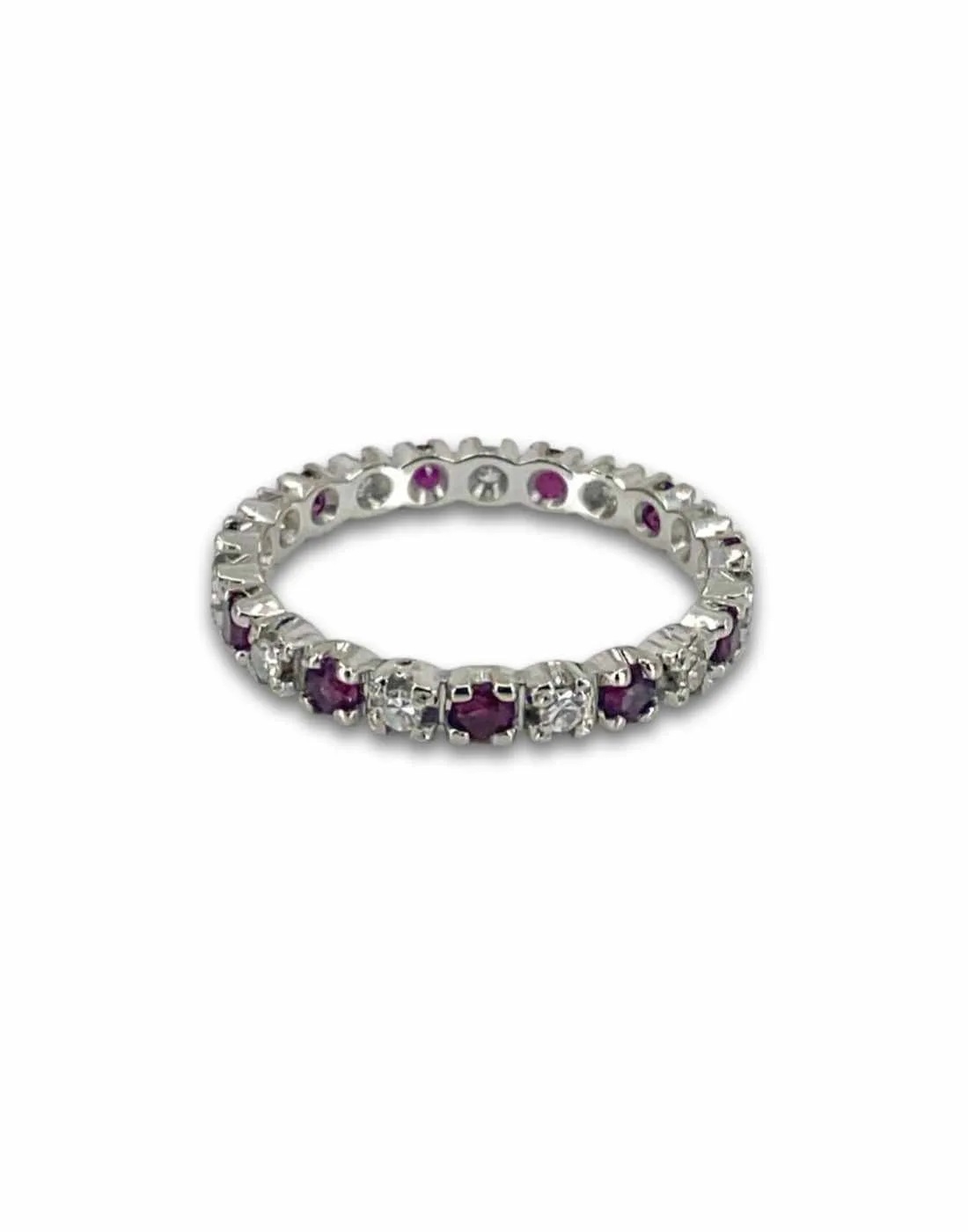 Alliance Tour Complet Or Blanc, Rubis & Diamants