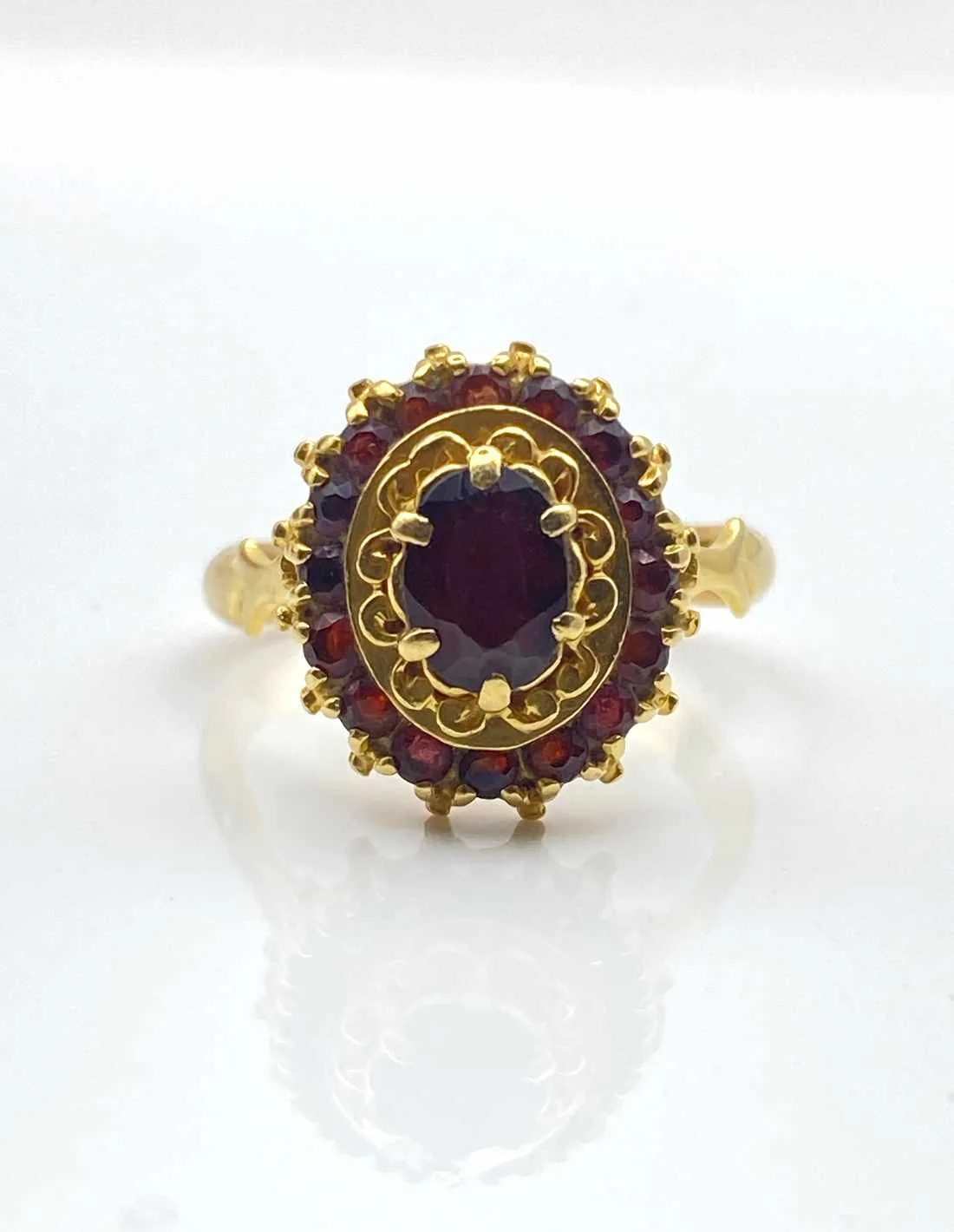 Bague Marguerite Or Jaune & Grenats