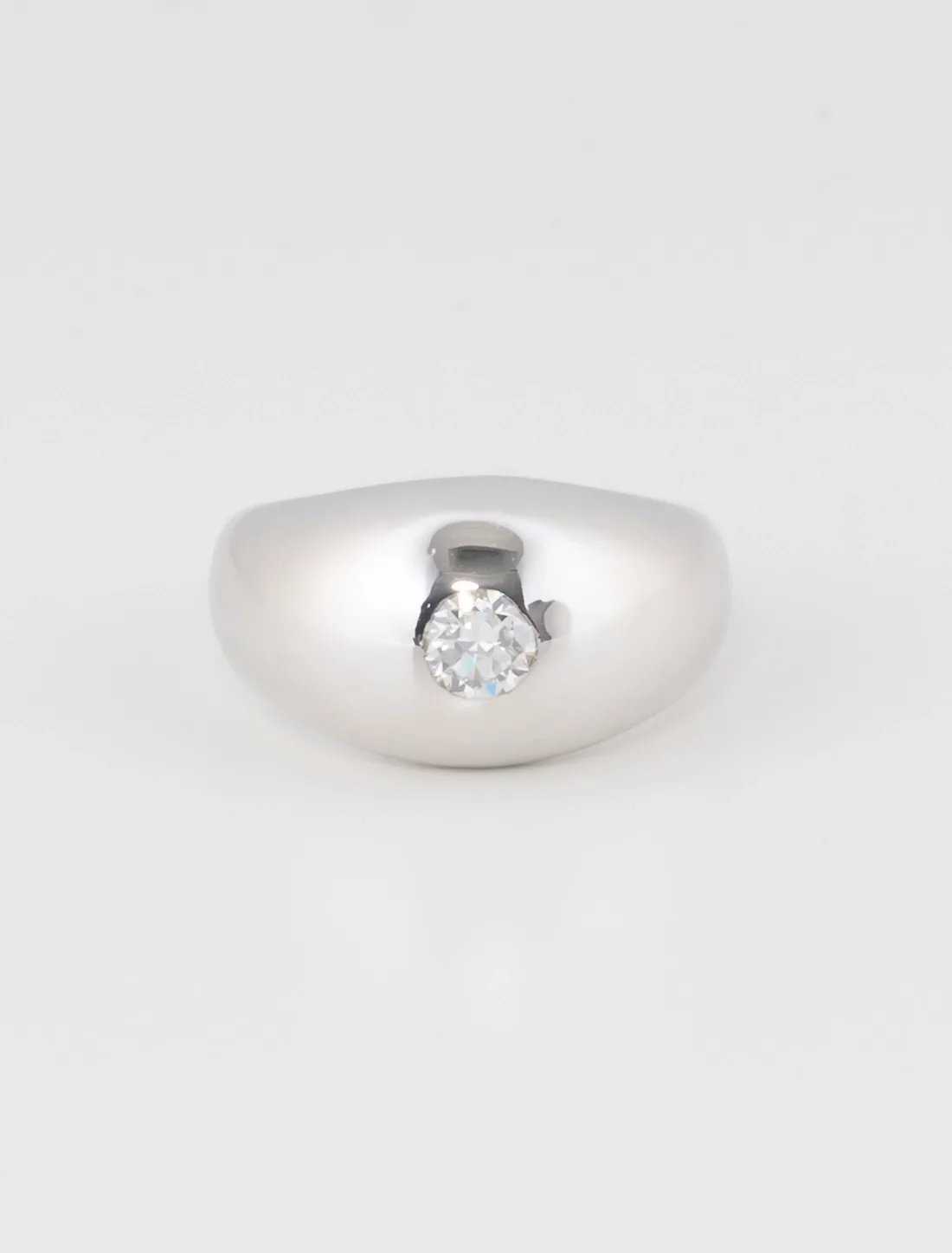 Bague Boule Solitaire Or Blanc