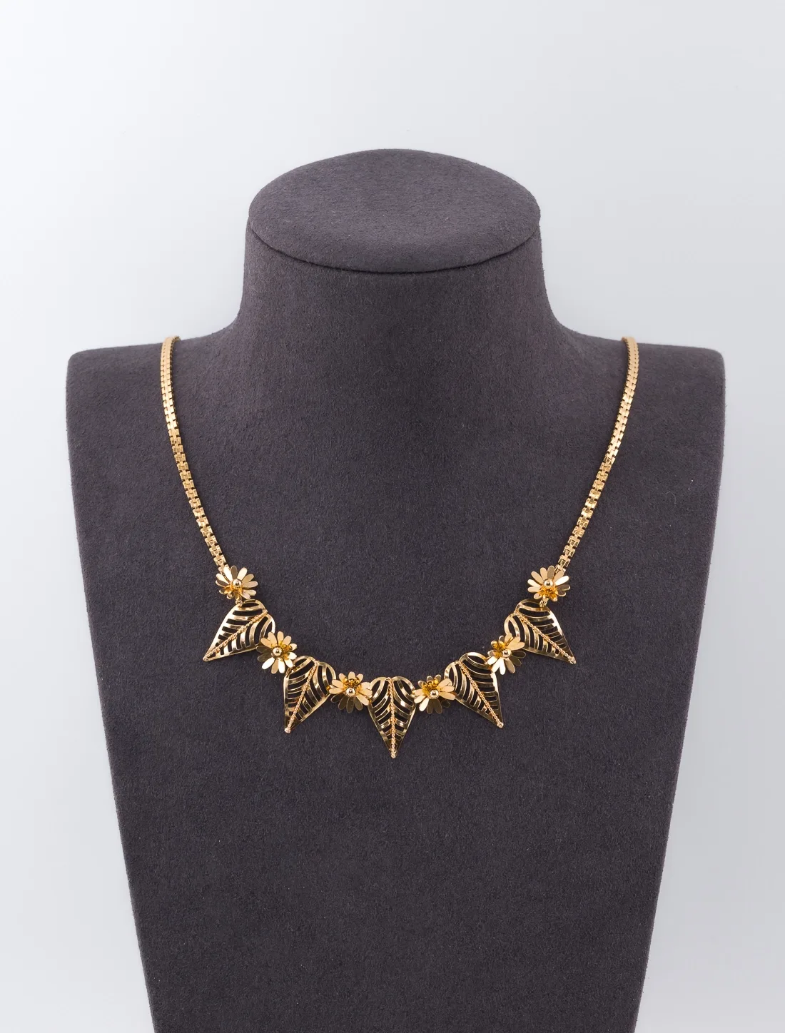 Collier Feuilles & Fleurs Or Jaune