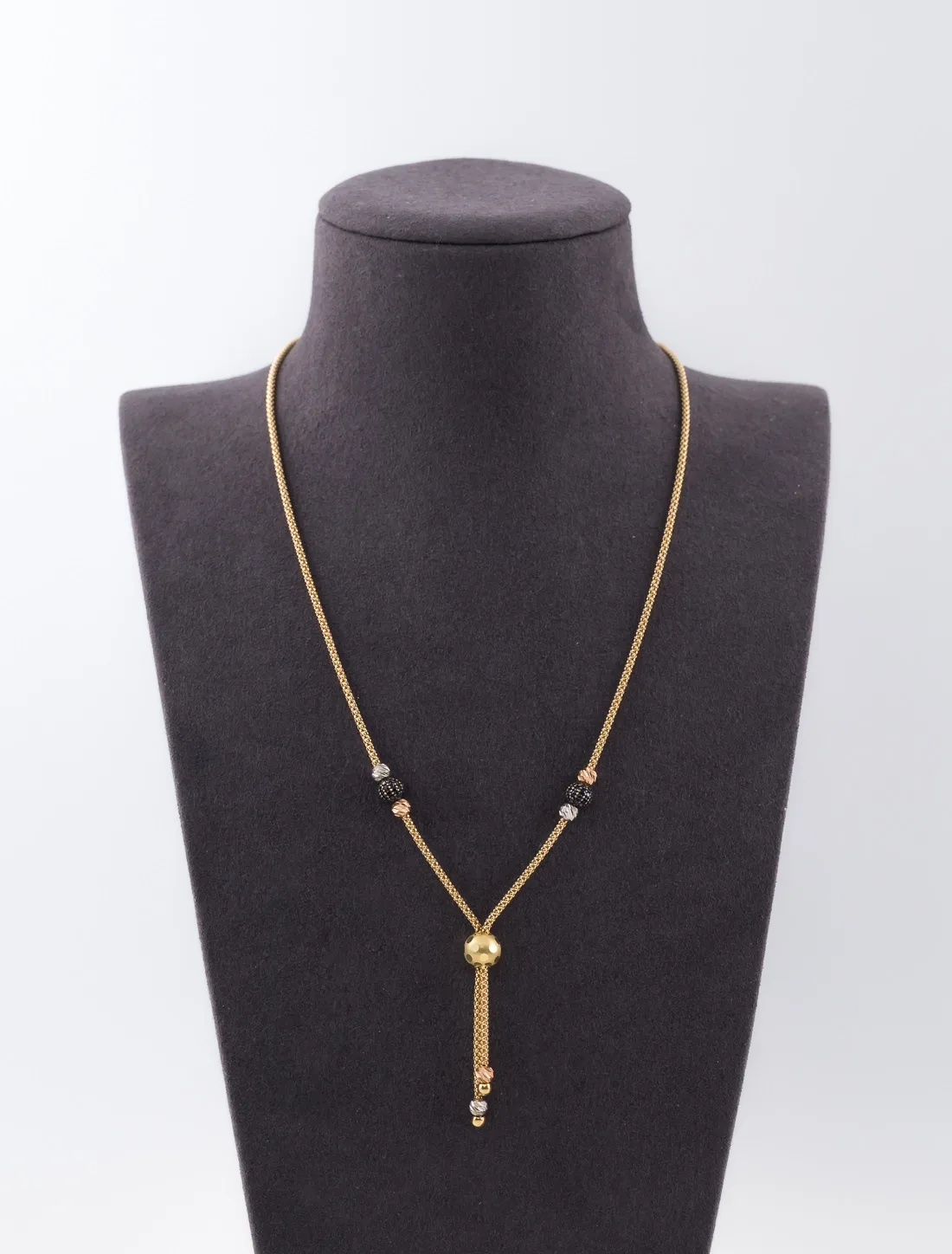 Collier Sautoir Boules Trois Ors