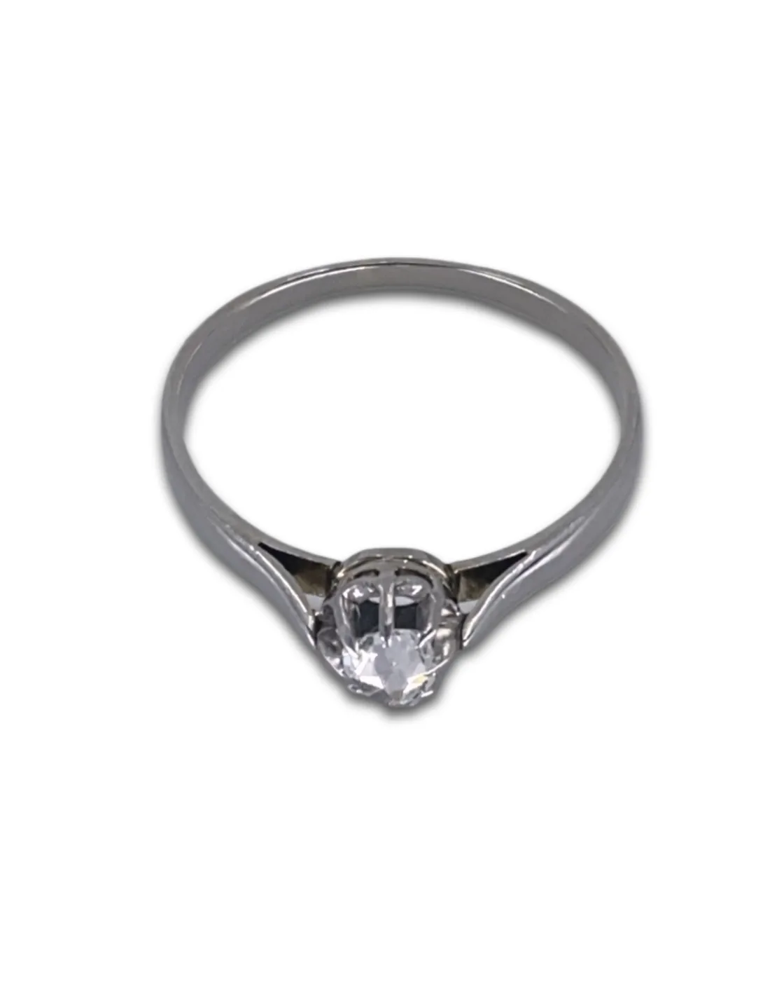 Bague solitaire vintage en or blanc et platine