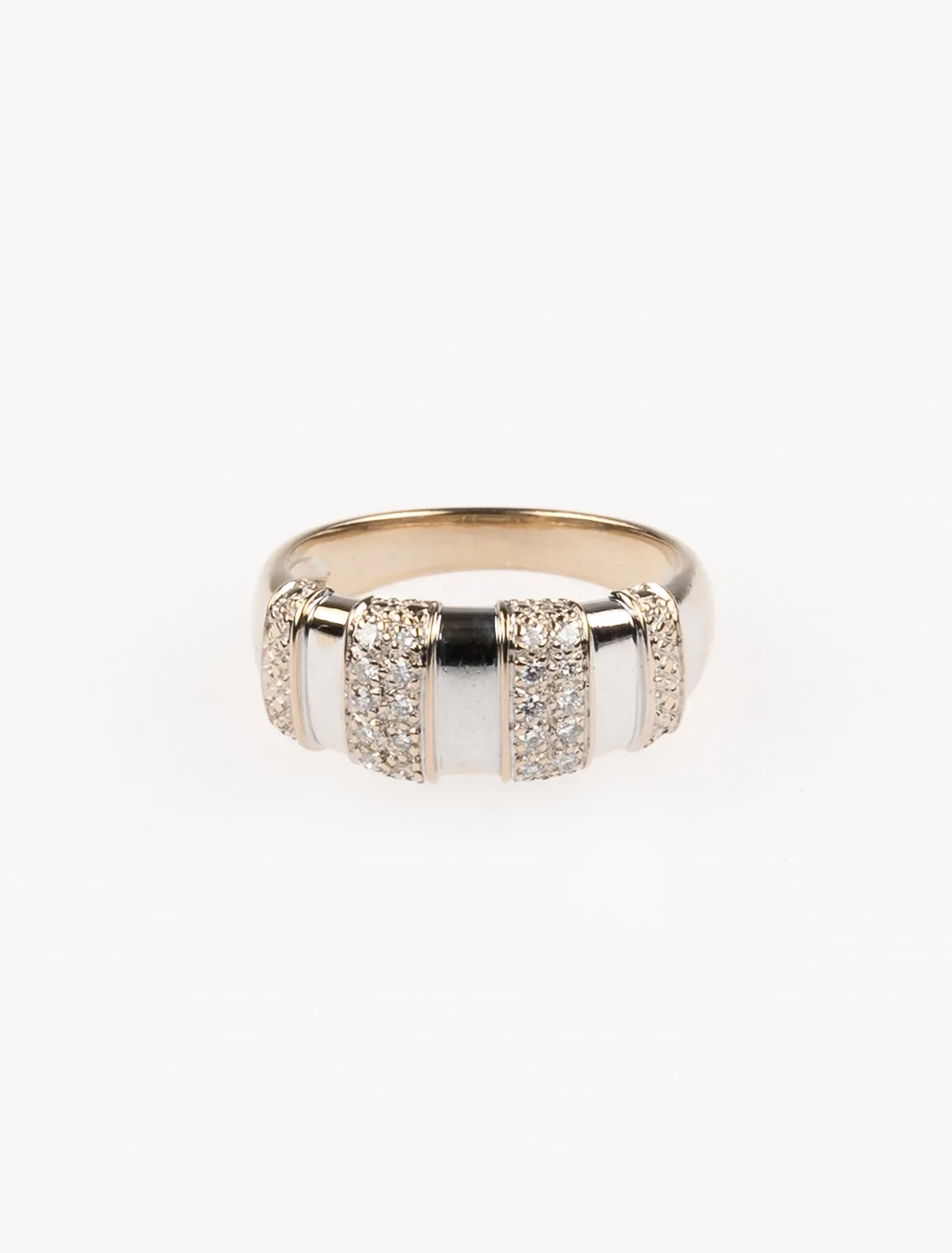 Bague Bandeau Godronnée Or Blanc & Diamants