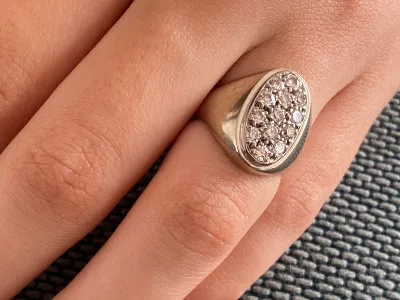 Bague Chevalière pavée diamants
