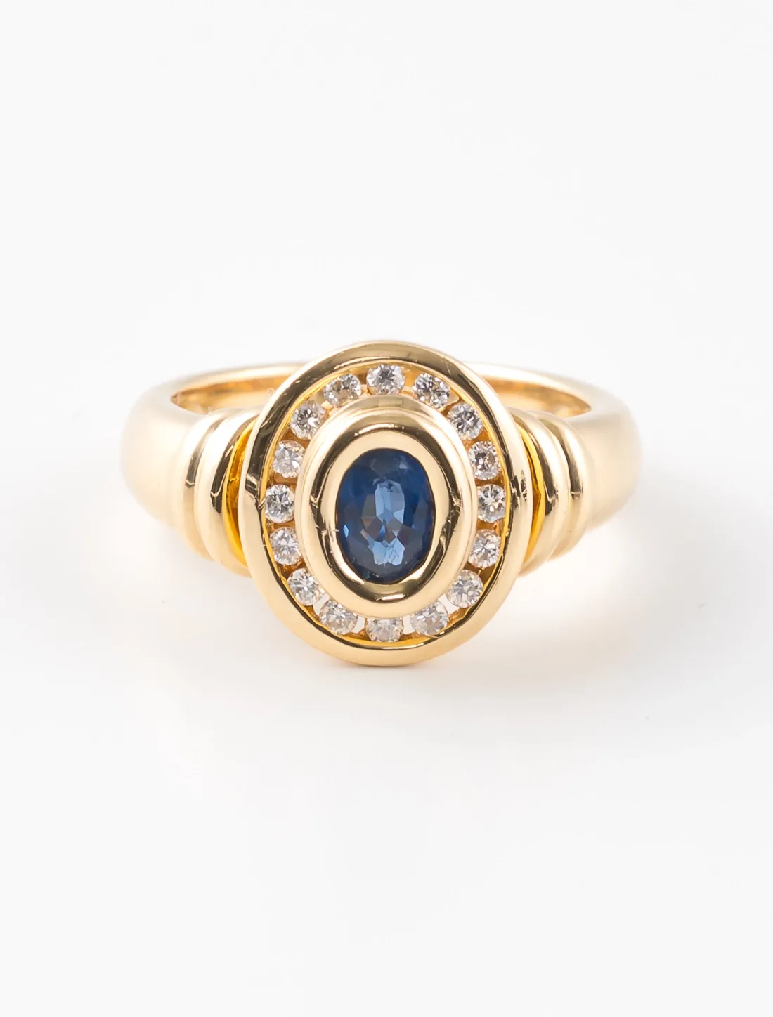 Bague Or Jaune, Saphir & Diamants