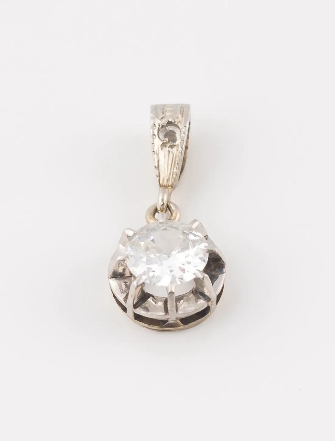Pendentif Solitaire Or Blanc