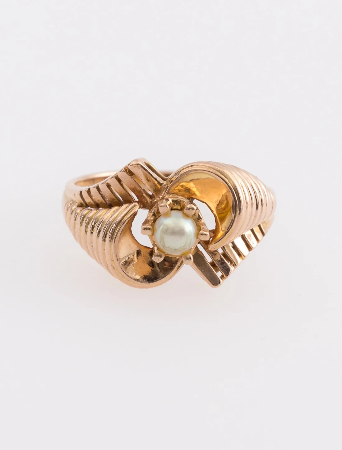 Bague Ecureuil Vintage Or Rose & Perle