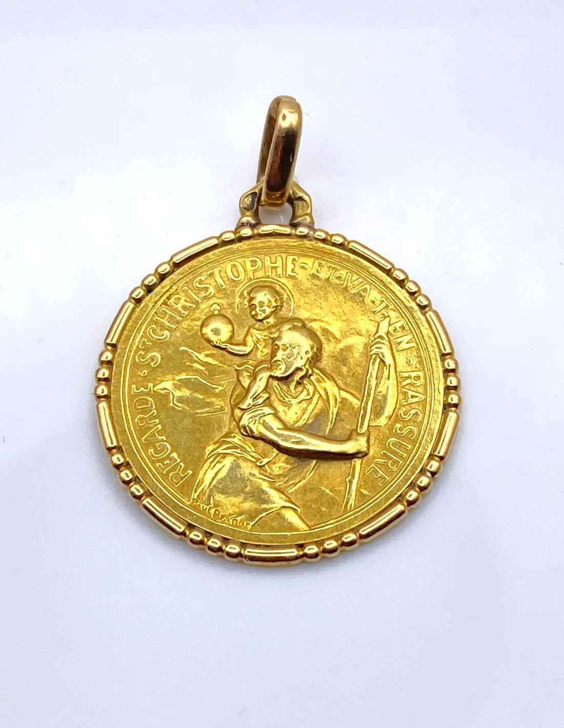 Médaille Vintage Or Jaune Saint Christophe