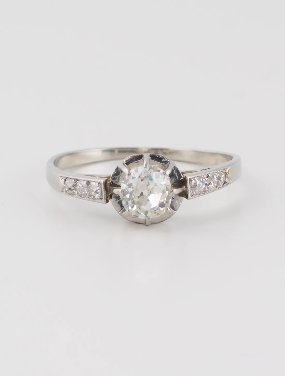Bague Solitaire Or Blanc
