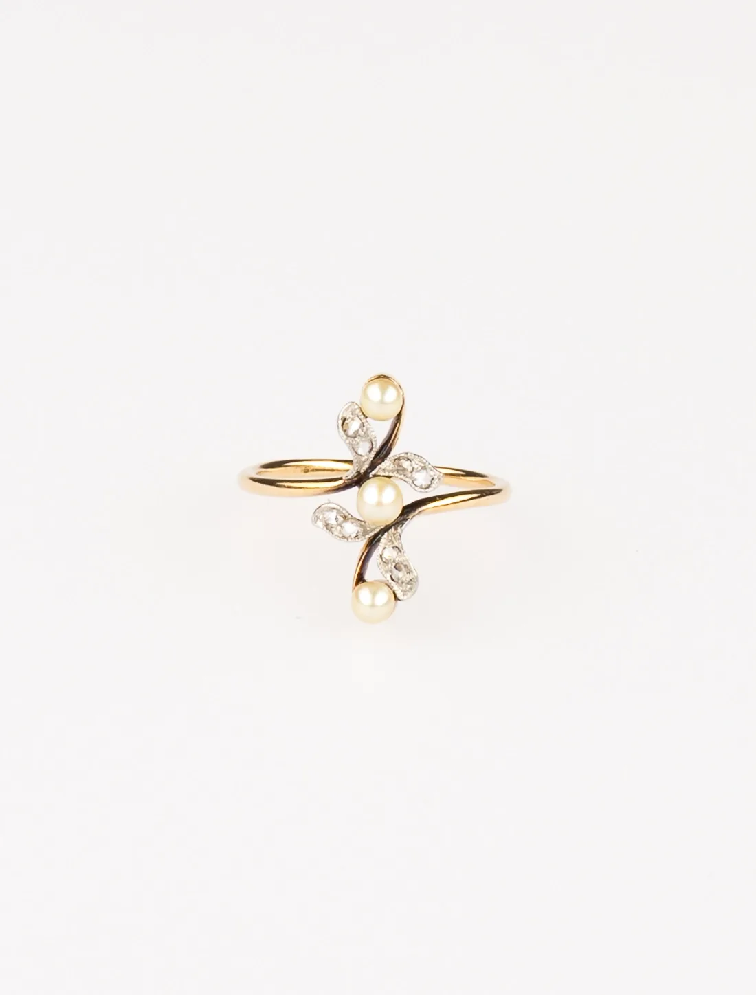 Bague Trilogie Or Jaune, Perles & Diamants