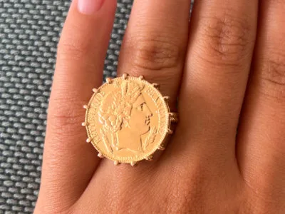 Bague Pièce Ancienne Or 20 Francs Montée