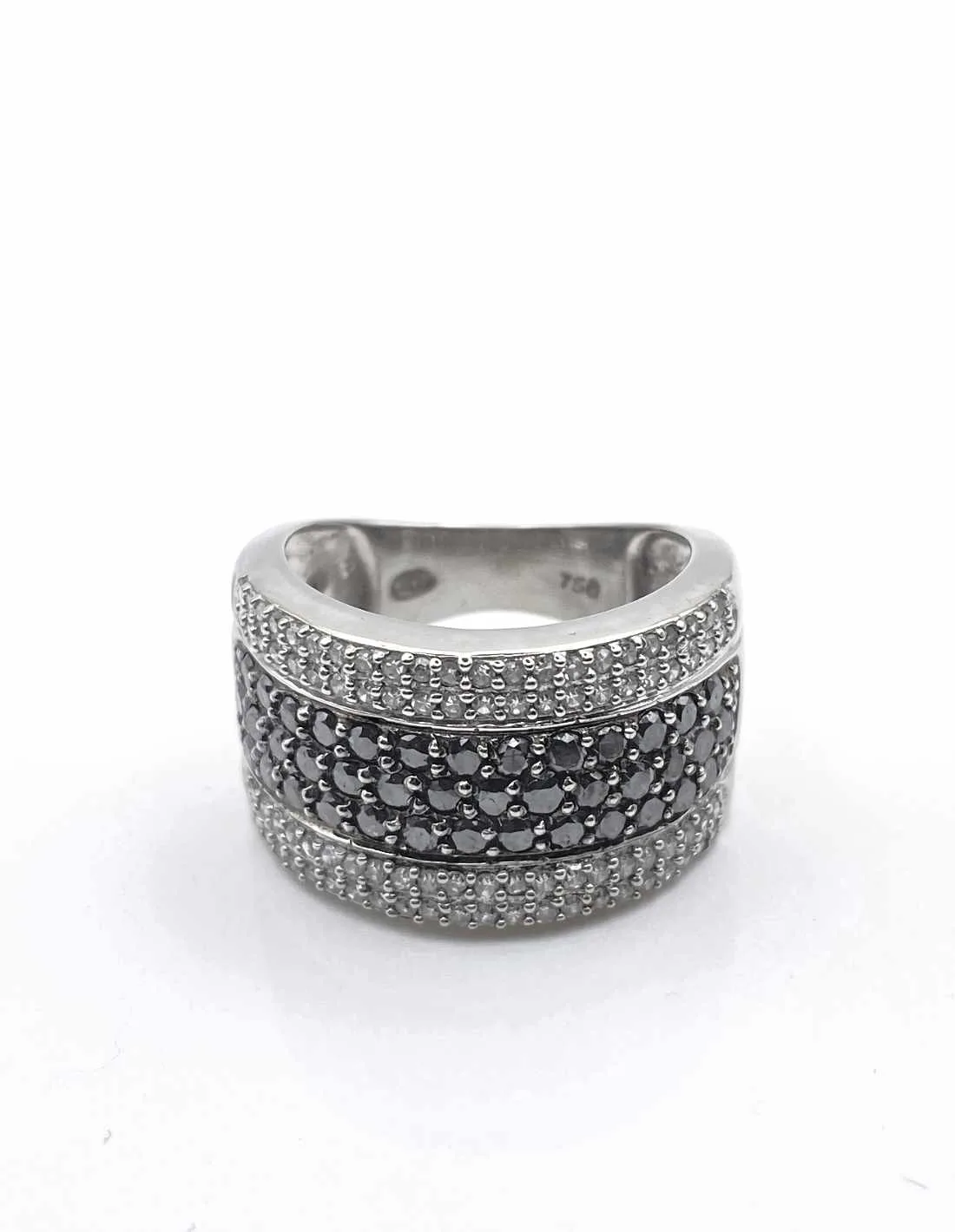 Bague Or Blanc Demi-tour Pavage Diamants Bicolores