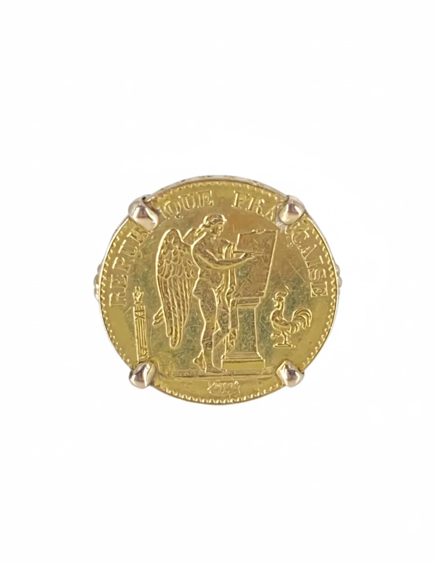 Bague porte pièce de 20 francs en or 18 carats
