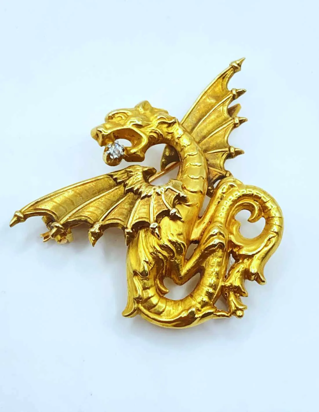 Broche Vintage "Chimère" Or Jaune et Diamant