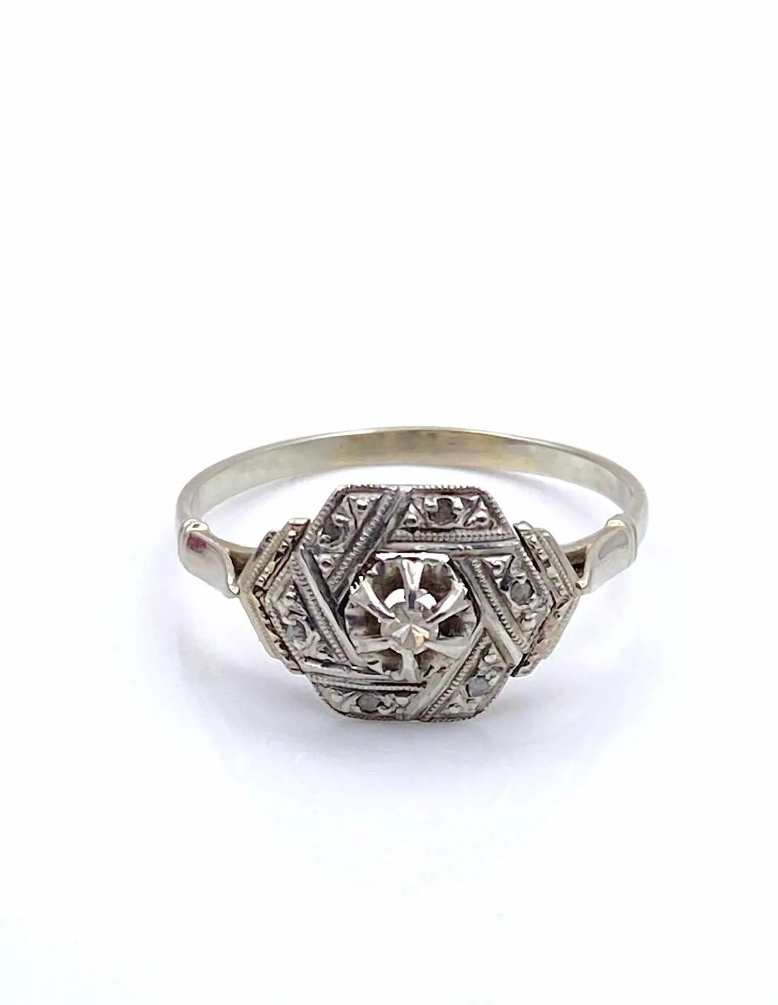 Bague Art Déco Or Blanc & Diamants
