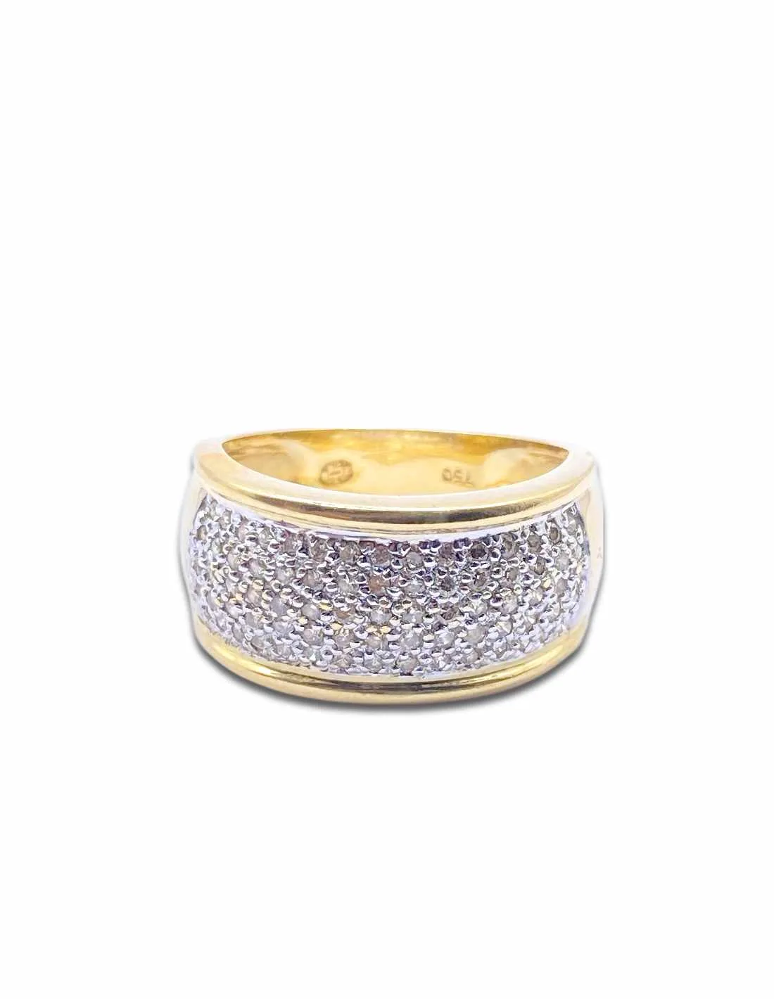 Bague Jonc Or Jaune 18k & Pavage Diamants