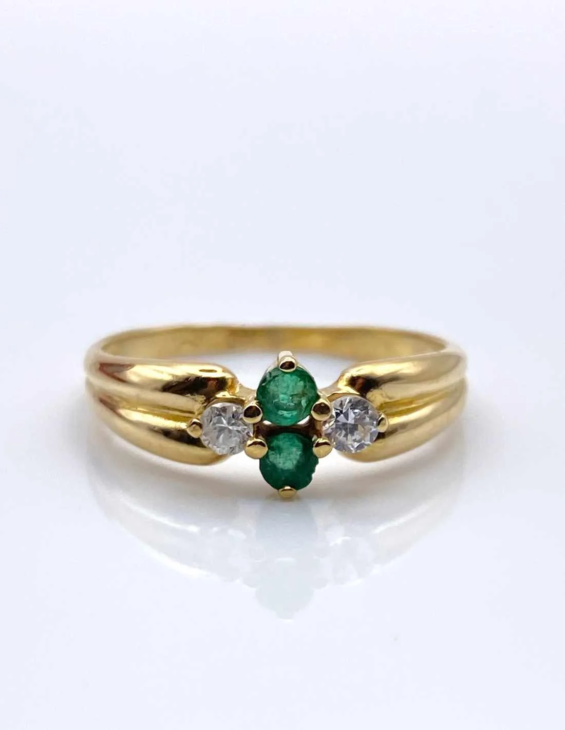 Bague Toi Et Moi Or Jaune Emeraudes & Diamants