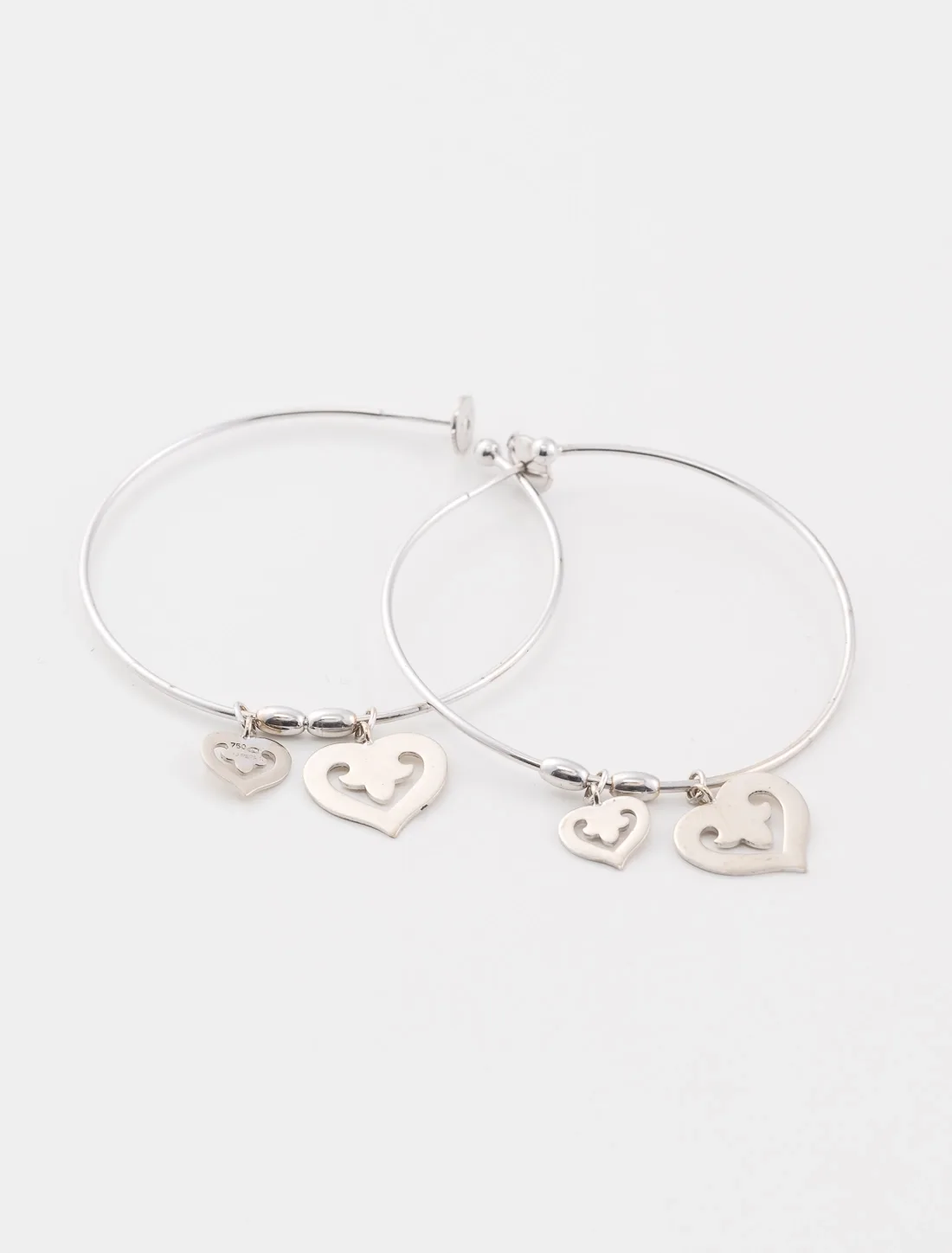 Boucles d'Oreilles Créoles Coeurs OJ Perrin Or Blanc