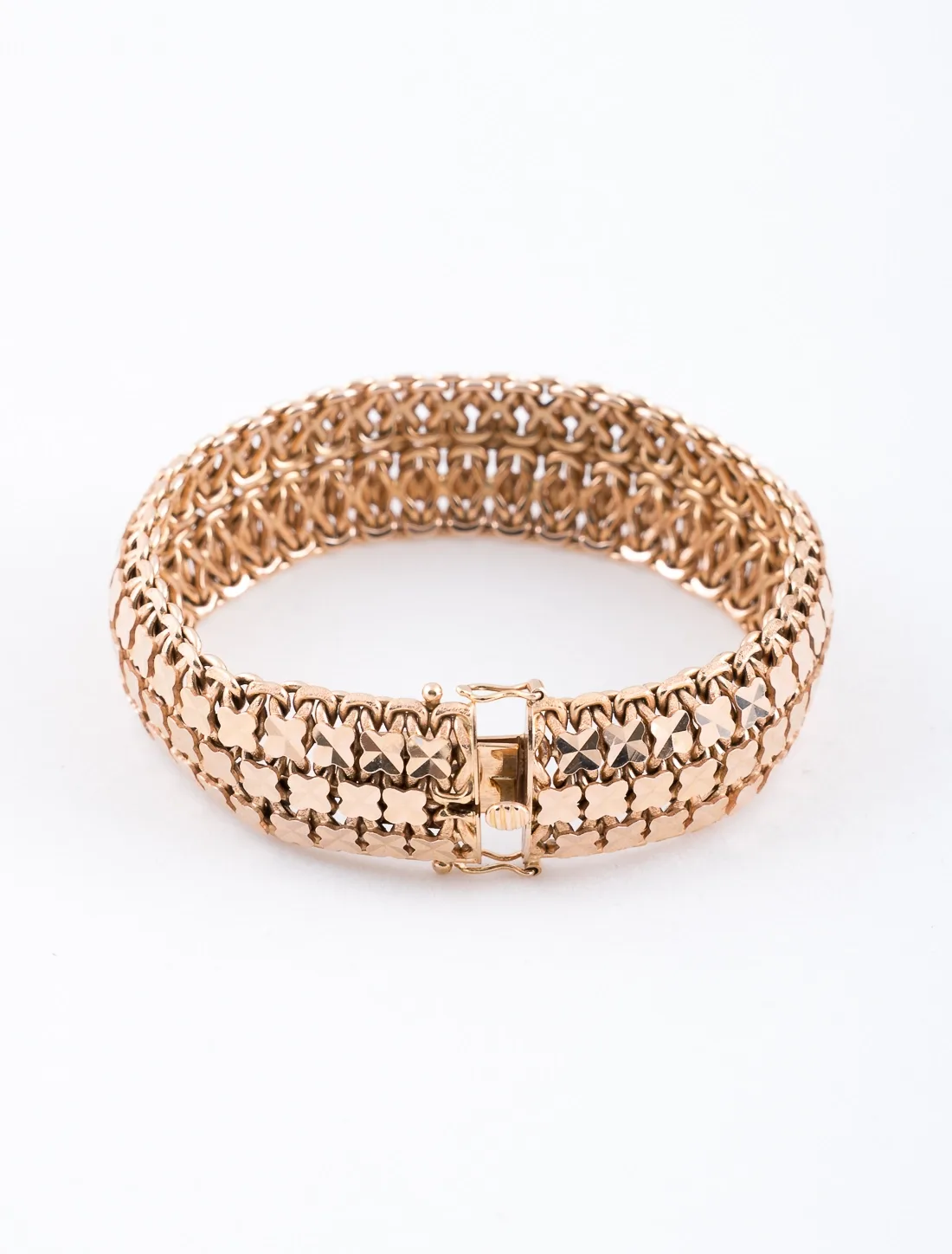 Bracelet Rétro Or Rose Mailles Fantaisies