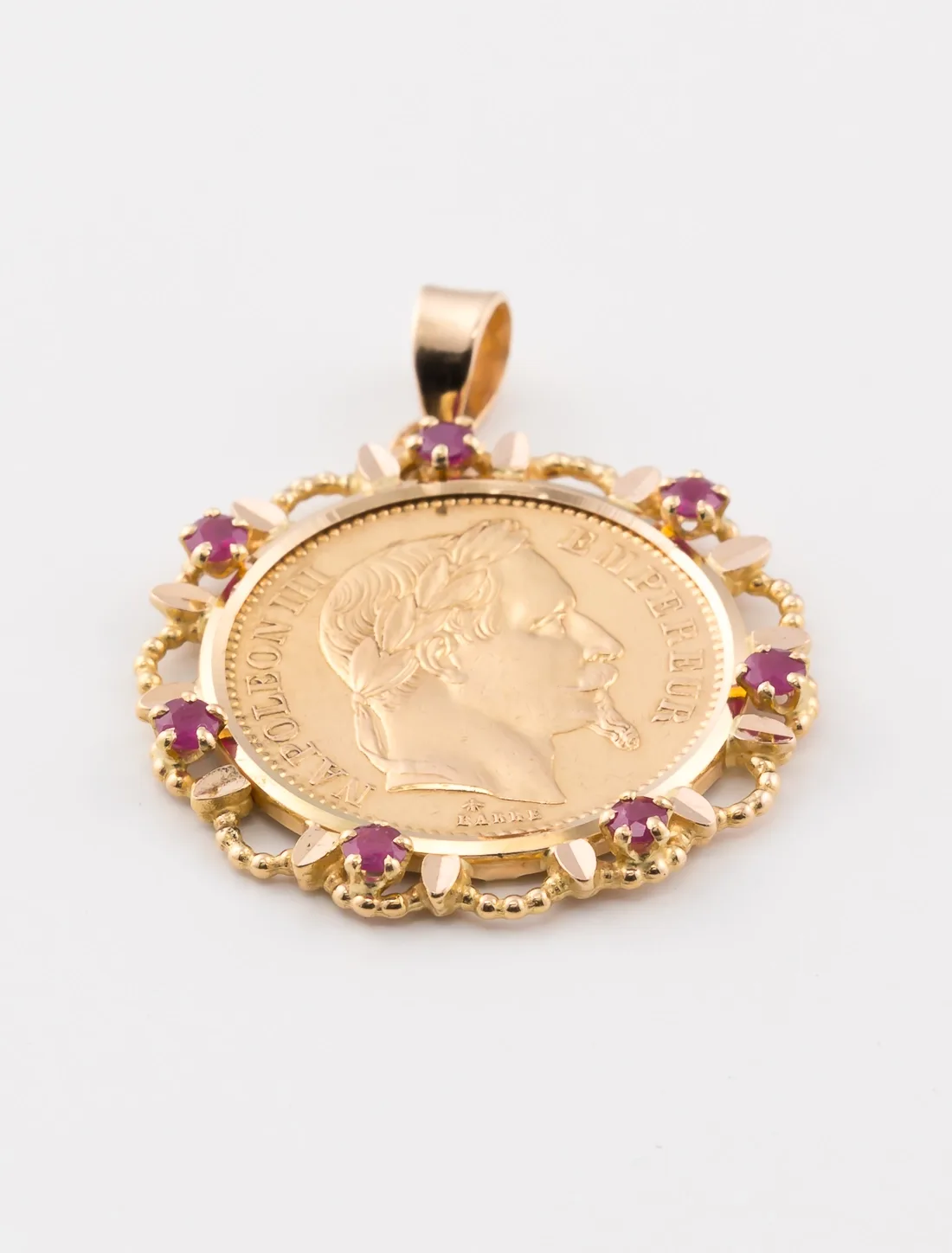 Pendentif Pièce d'Or Napoléon  & Rubis