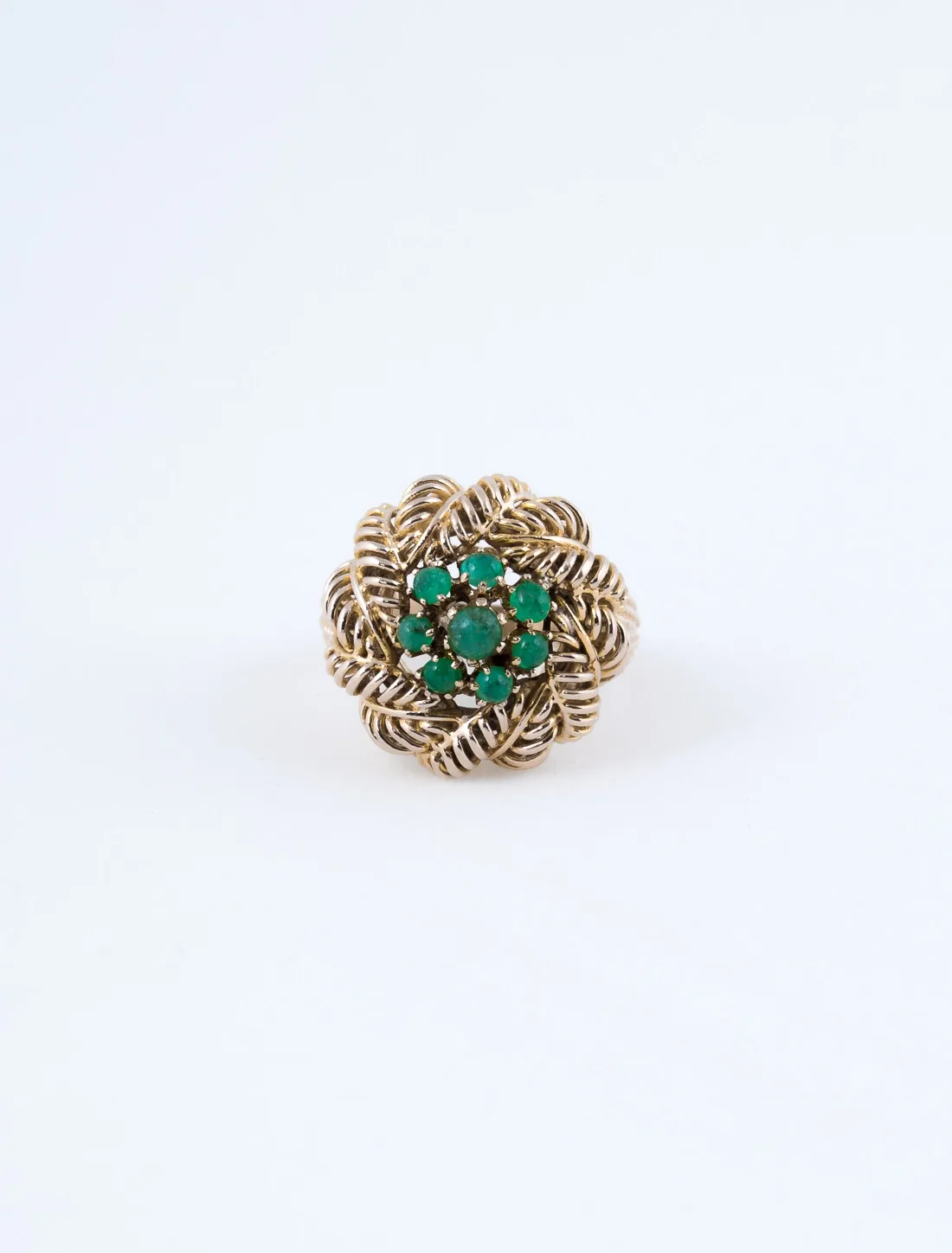 Bague Chou Or Jaune & Emeraudes