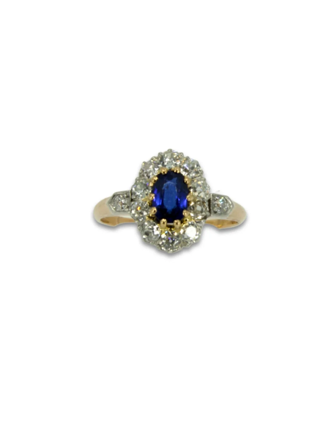 Bague pompadour saphir et diamants