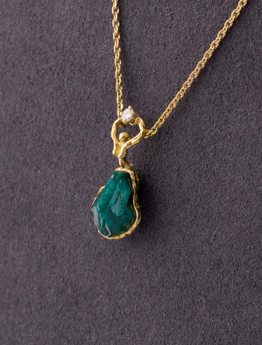 Collier Arlette Mouchet Emeraude & Diamant