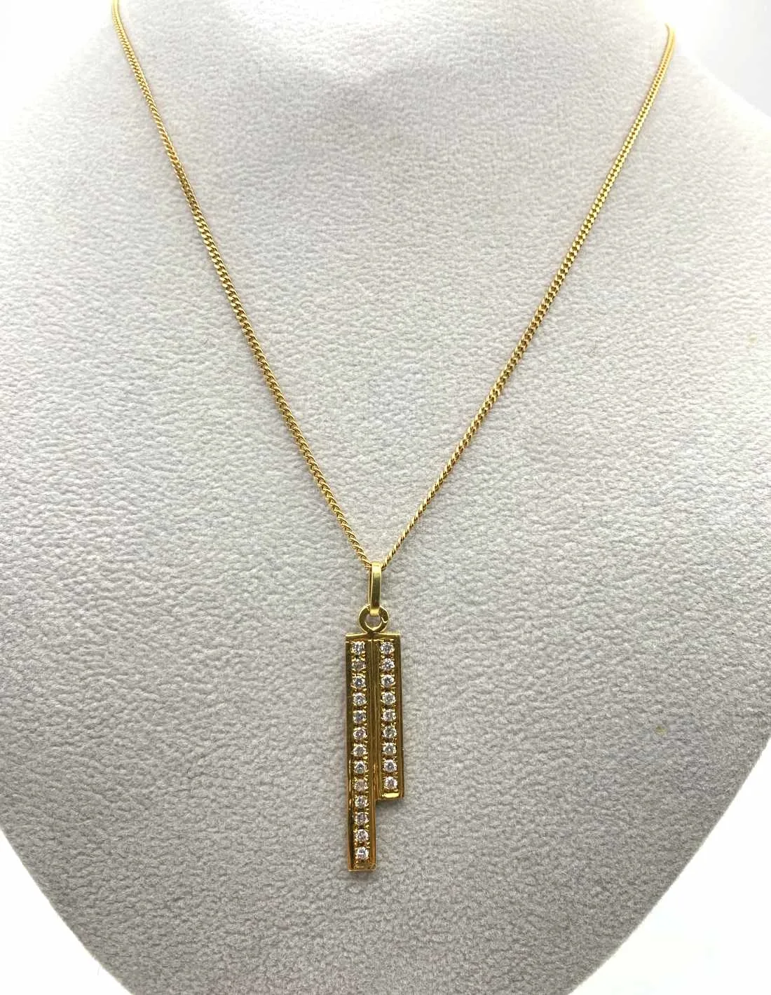 Pendentif Or Jaune Deux Barettes Pavées Diamants