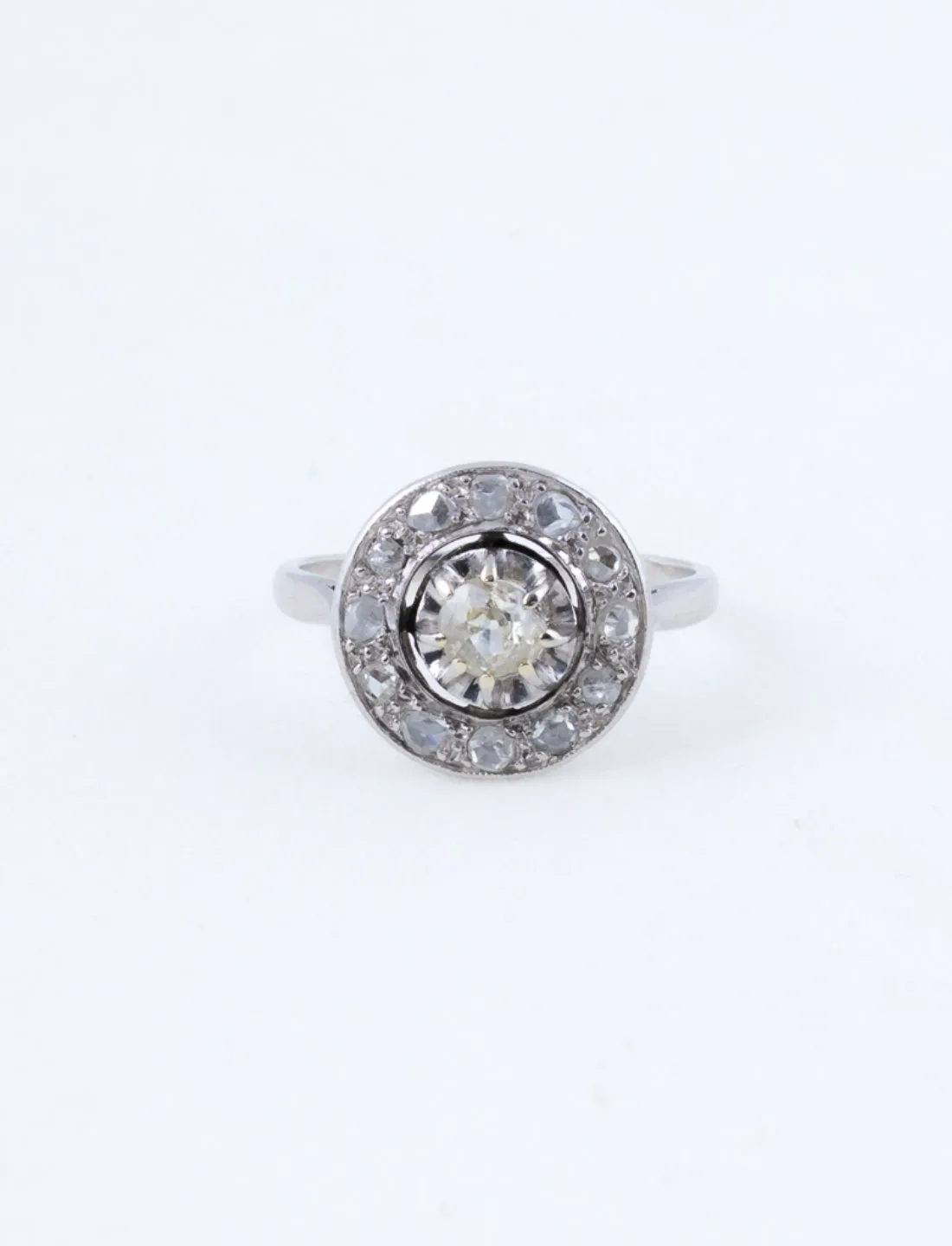 Bague Cible Ancienne Platine & Diamants