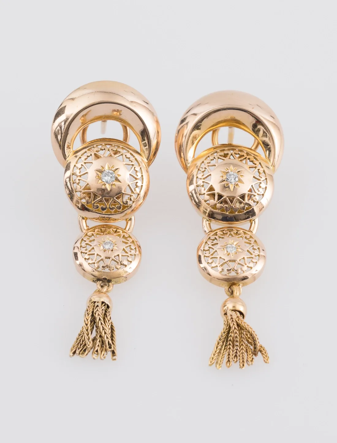 Paire Boucles d'Oreilles Vintage Or & Diamants