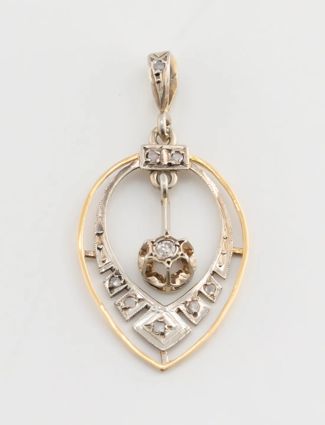 Pendentif Art Déco Goutte Diamants