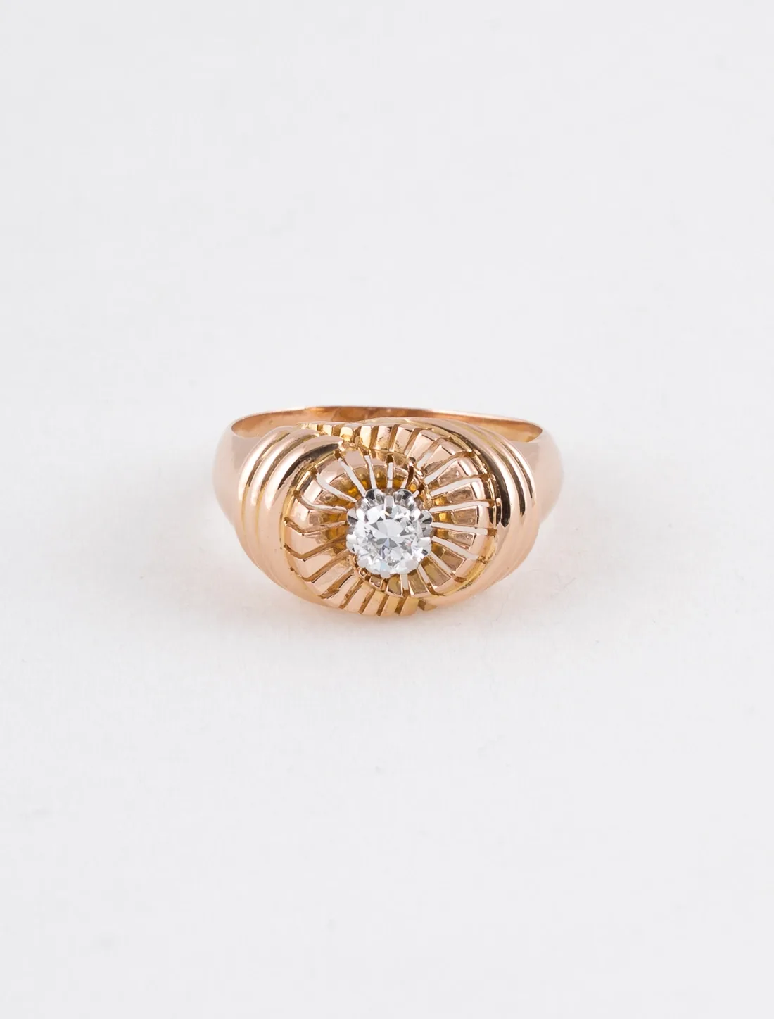 Bague Tank Tourbillon Or Jaune, Platine & Solitaire