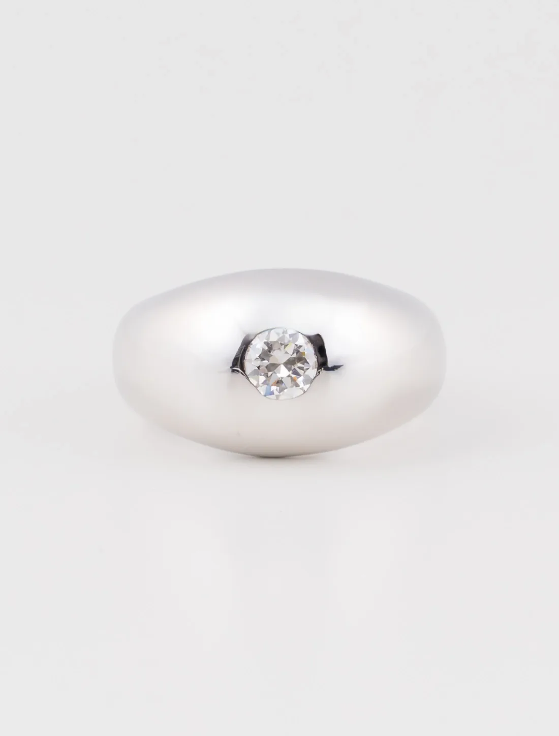 Bague Jonc Or Blanc & Solitaire