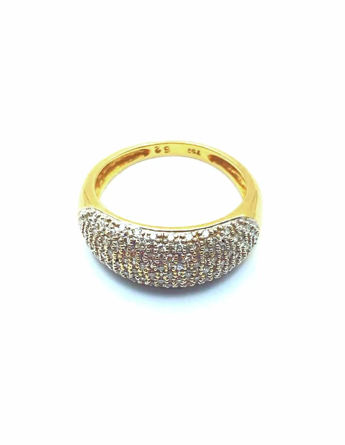 Bague Jonc en Or Jaune 18K Pavée de Diamants