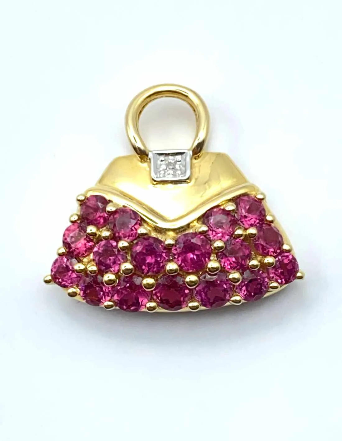 Pendentif " Sac à Main" Or 18K, Rubis & Diamant
