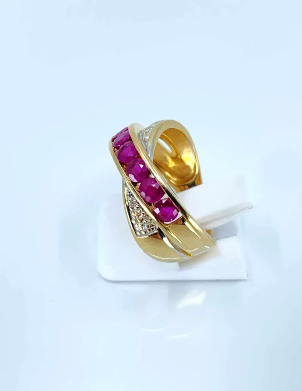 Bague Croisée Or jaune, Rubis & Diamants