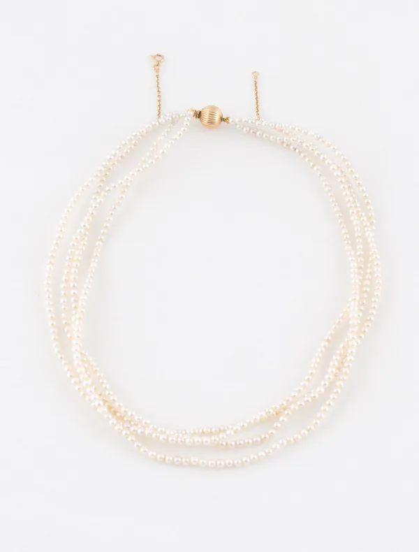 Collier Perles fines 4 Rangs & Fermoir Or Jaune