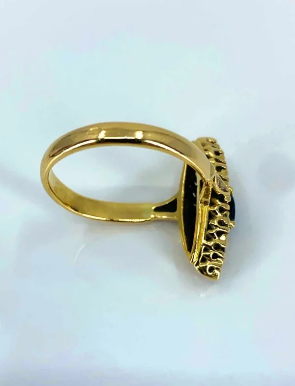 Bague Marquise Or Jaune, Saphir & Diamants
