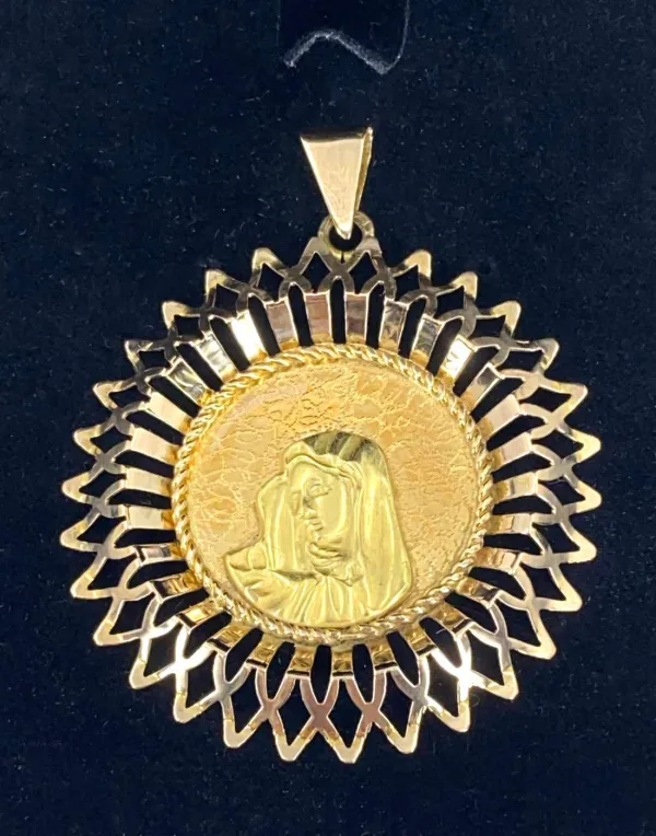 Pendentif Vintage Vierge Rayonnante Or Jaune